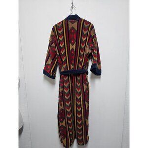 VINTAGE Plush Cotton Bath Robe ROUNDTREE & YORKE Geometric Southwest Belted One